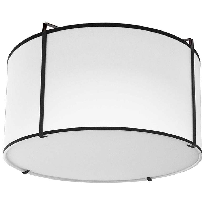 Image 1 Trapezoid 12 inch Wide 2 Light Drum Black and White Flush Mount