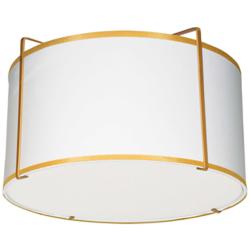 Trapezoid 12&quot; Wide 2 Light Drum Gold and White Flush Mount