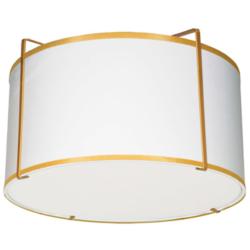 Trapezoid 12&quot; Wide 2 Light Drum Gold and White Flush Mount