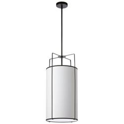 Trapezoid 12&quot; Wide 4 Light Black and White Drum Pendant
