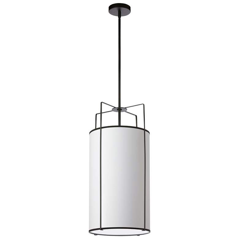 Image 1 Trapezoid 12" Wide 4 Light Black and White Drum Pendant