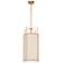 Trapezoid 12" Wide 4 Light Gold and Cream Drum Pendant