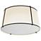 Trapezoid 16" Wide 3 Light Tapered Drum Black and Cream Flush Mount