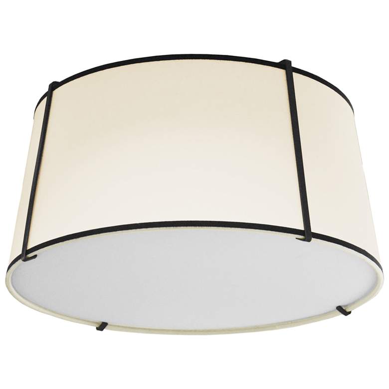 Image 1 Trapezoid 16 inch Wide 3 Light Tapered Drum Black and Cream Flush Mount
