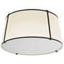 Trapezoid 16" Wide 3 Light Tapered Drum Black and Cream Flush Mount