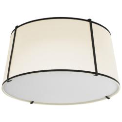 Trapezoid 16&quot; Wide 3 Light Tapered Drum Black and Cream Flush Mount