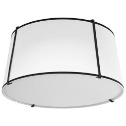 Trapezoid 16&quot; Wide 3 Light Tapered Drum Black and White Flush Mount
