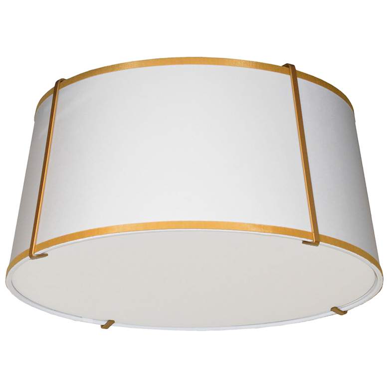Image 1 Trapezoid 16 inch Wide 3 Light Tapered Drum Gold and White Flush Mount