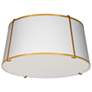 Trapezoid 16" Wide 3 Light Tapered Drum Gold and White Flush Mount