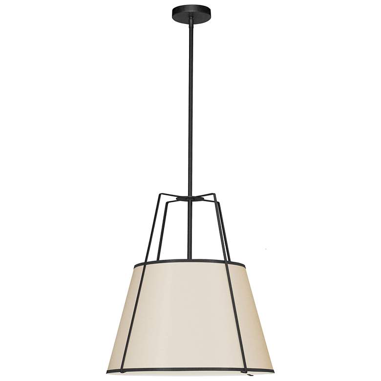 Image 1 Trapezoid 18 inch Wide 3 Light Black and Cream Pendant