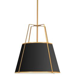 Trapezoid 18&quot; Wide 3 Light Gold and Black Pendant