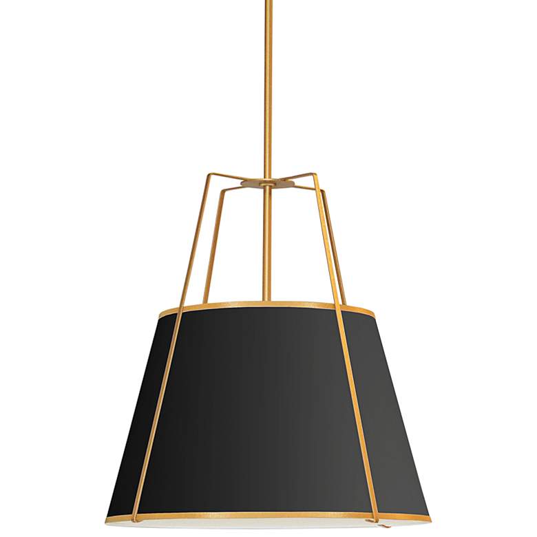 Image 2 Trapezoid 18" Wide 3 Light Gold and Black Pendant