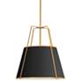 Trapezoid 18" Wide 3 Light Gold and Black Pendant