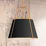 1_Trapezoid 18" Wide 3 Light Gold and Black Pendant