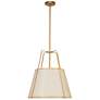 Trapezoid 18" Wide 3 Light Gold and Cream Pendant