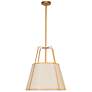 2_Trapezoid 18" Wide 3 Light Gold and Cream Pendant