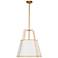 Trapezoid 18" Wide 3 Light Gold and White Pendant