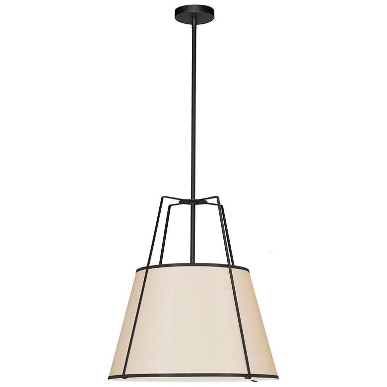 Image 2 Trapezoid 18" Wide Black and Cream Pendant