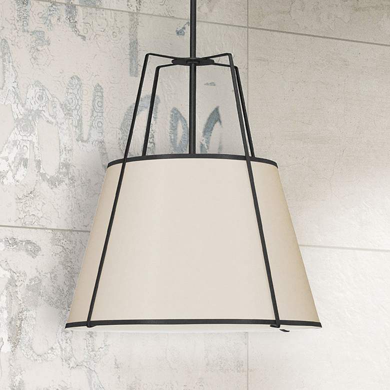 Image 1 Trapezoid 18" Wide Black and Cream Pendant
