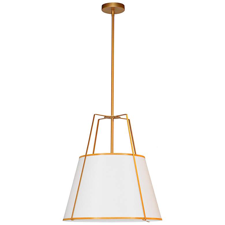 Image 2 Trapezoid 18" Wide Gold Pendant Light w/ White Fabric Shade