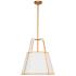 Trapezoid 18" Wide Gold Pendant Light w/ White Fabric Shade