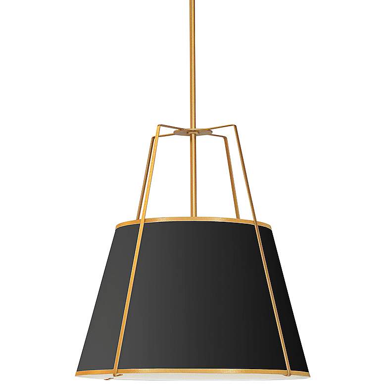 Image 2 Trapezoid 18" Wide Gold Pendant Light with Black Shade