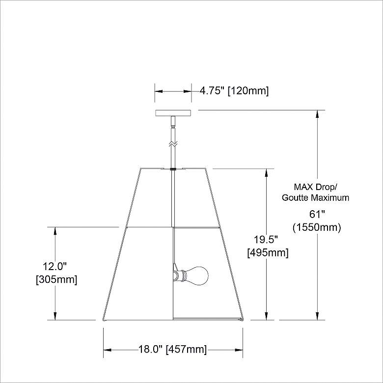 Image 4 Trapezoid 18" Wide Painted Gold Drum Pendant Light more views