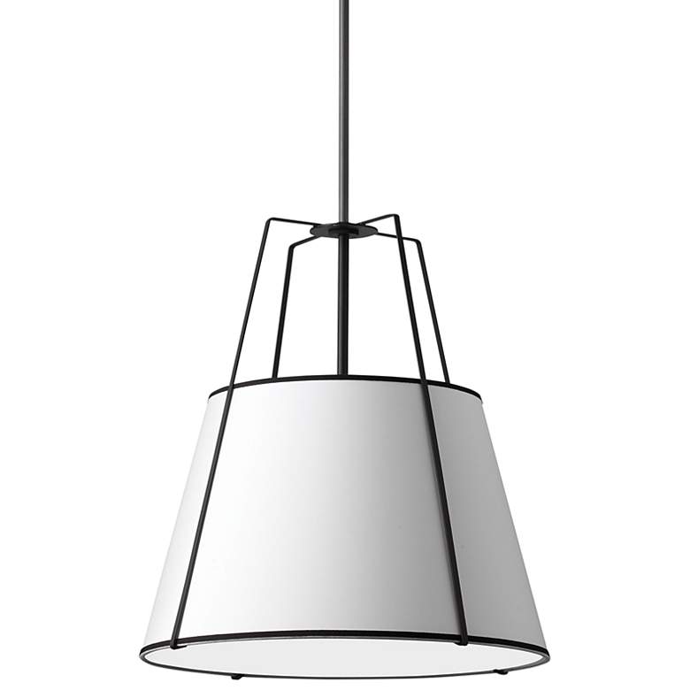 Image 3 Trapezoid 18 inchW 3 Light Black and White Shade Pendant With White Diffus