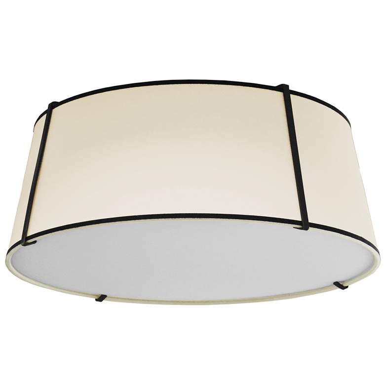 Image 1 Trapezoid 22 inch Wide 4 Light Tapered Drum Black and Cream Flush Mount