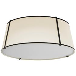 Trapezoid 22&quot; Wide 4 Light Tapered Drum Black and Cream Flush Mount