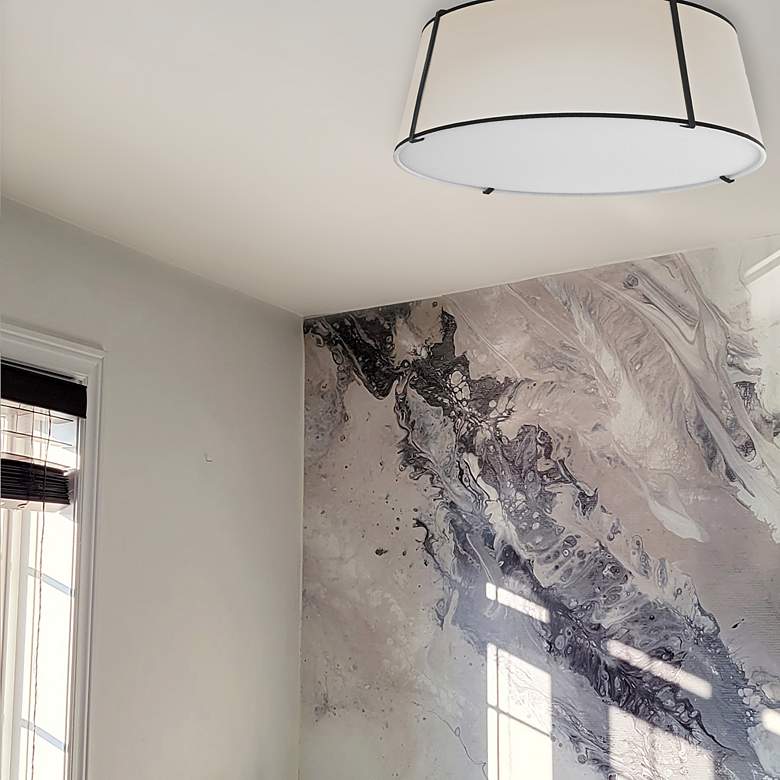 Image 2 Trapezoid 22" Wide 4 Light Tapered Drum Black and Cream Flush Mount more views