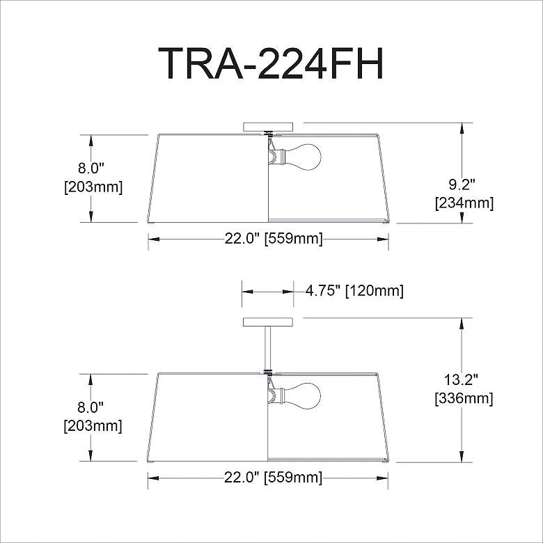 Image 3 Trapezoid 22" Wide 4 Light Tapered Drum Black and Cream Flush Mount more views