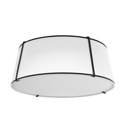 Trapezoid 22&quot; Wide 4 Light Tapered Drum Black and White Flush Mount