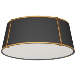 Trapezoid 22&quot; Wide 4 Light Tapered Drum Gold and Black Flush Mount