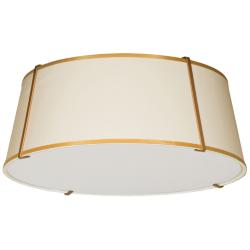 Trapezoid 22&quot; Wide 4 Light Tapered Drum Gold and Cream Flush Mount