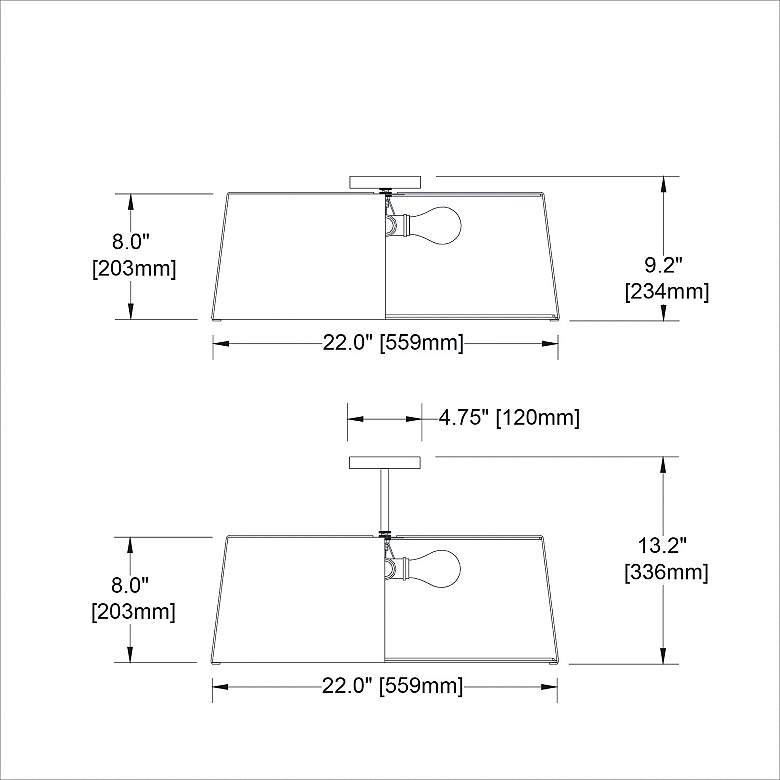 Image 3 Trapezoid 22" Wide Gold and White Drum Ceiling Light more views