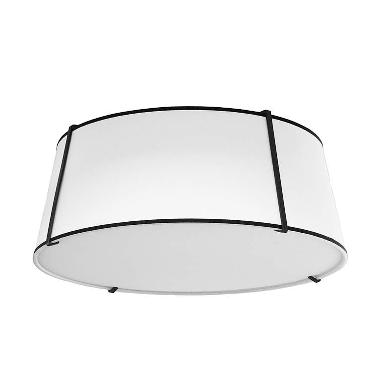 Image 1 Trapezoid 22" Wide White and Black Drum Ceiling Light
