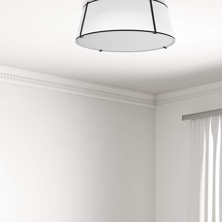 Image 2 Trapezoid 22" Wide White and Black Drum Ceiling Light more views