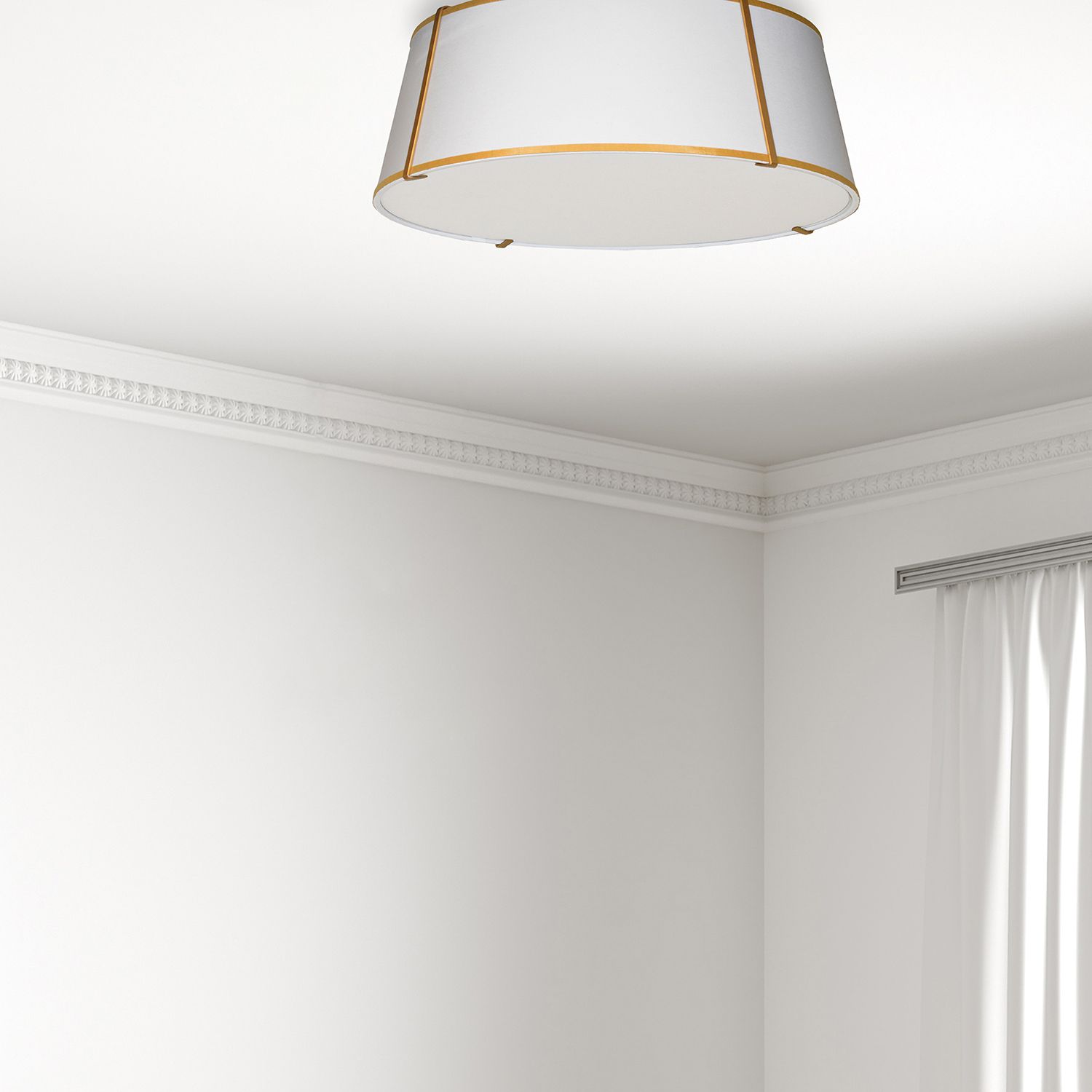 Image 3 Trapezoid 22" Wide 4 Light Tapered Drum Gold and White Flush Mount more views