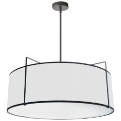 Trapezoid 24&quot; Wide 4 Light Drum Black and White Pendant