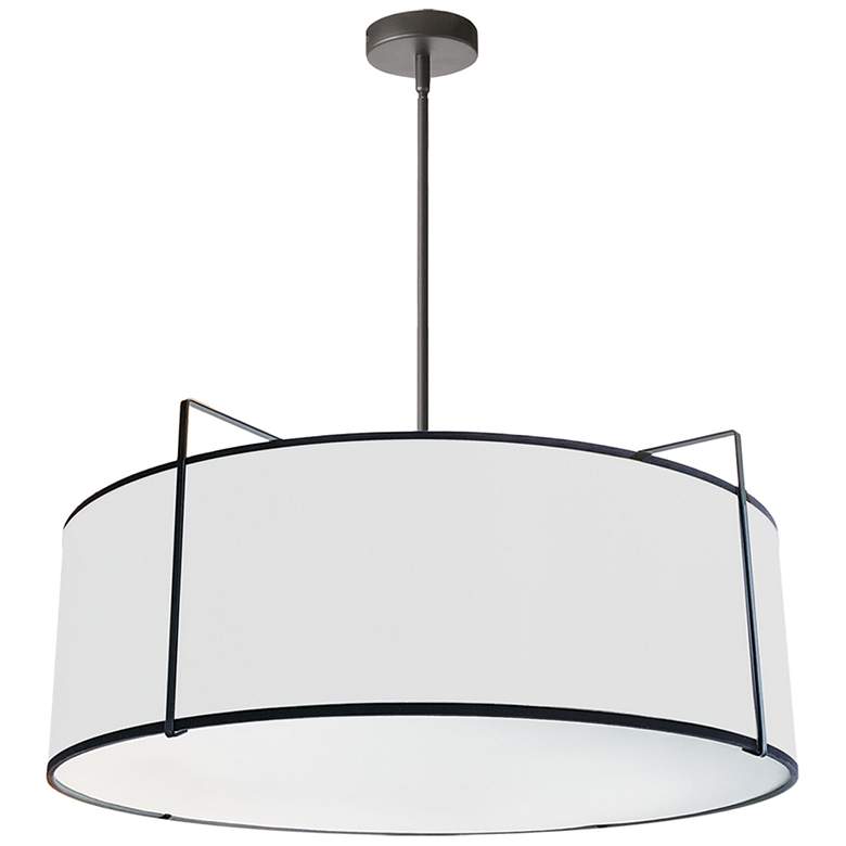 Image 1 Trapezoid 24 inch Wide 4 Light Drum Black and White Pendant