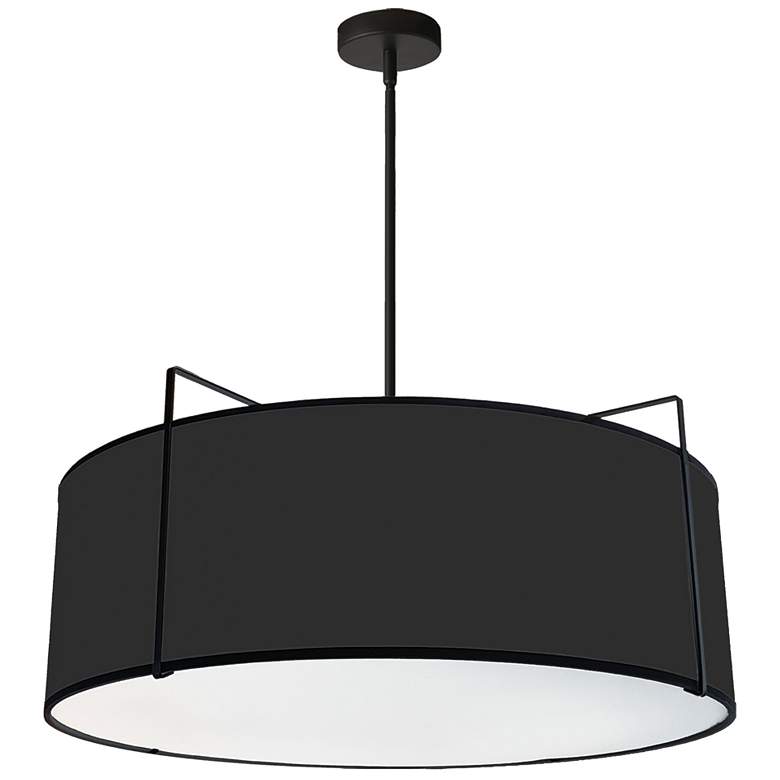 Image 1 Trapezoid 24" Wide 4 Light Drum Black Pendant