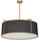 Trapezoid 24" Wide 4 Light Drum Gold and Black Pendant