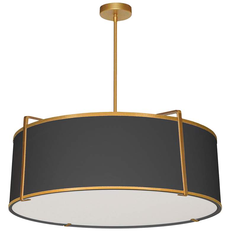 Image 1 Trapezoid 24 inch Wide 4 Light Drum Gold and Black Pendant