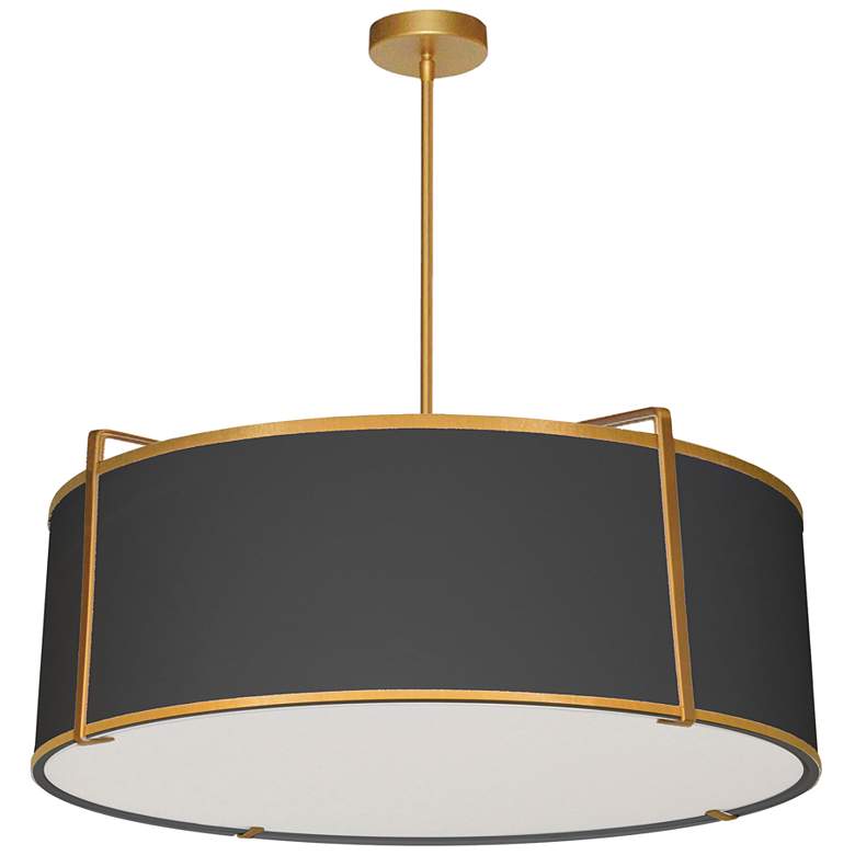 Image 1 Trapezoid 24" Wide 4 Light Drum Gold and Black Pendant