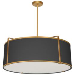 Trapezoid 24&quot; Wide 4 Light Drum Gold and Black Pendant