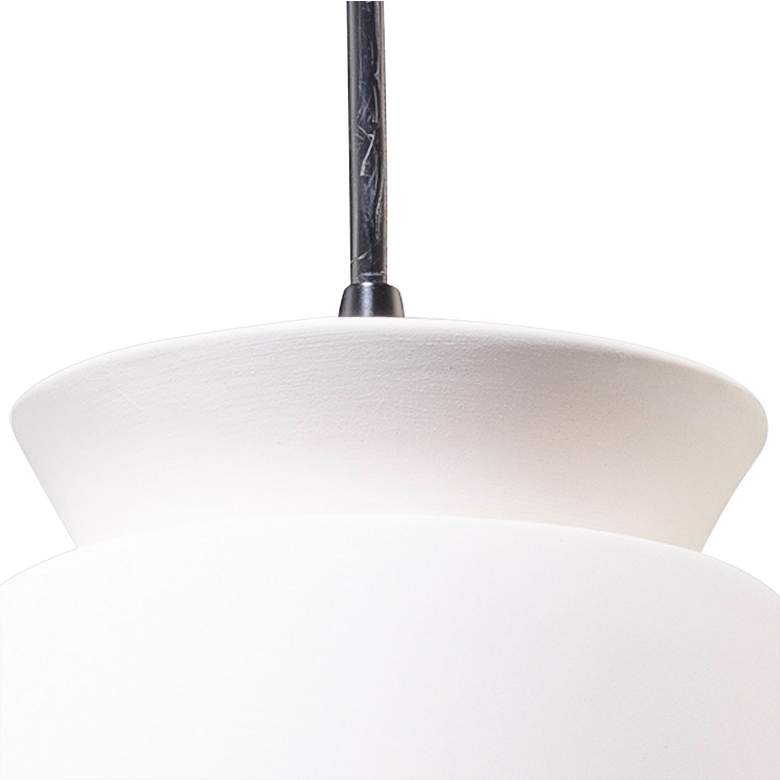 Image 3 Trapezoid 7 3/4" Wide Bisque Ceramic LED Mini Pendant Light more views