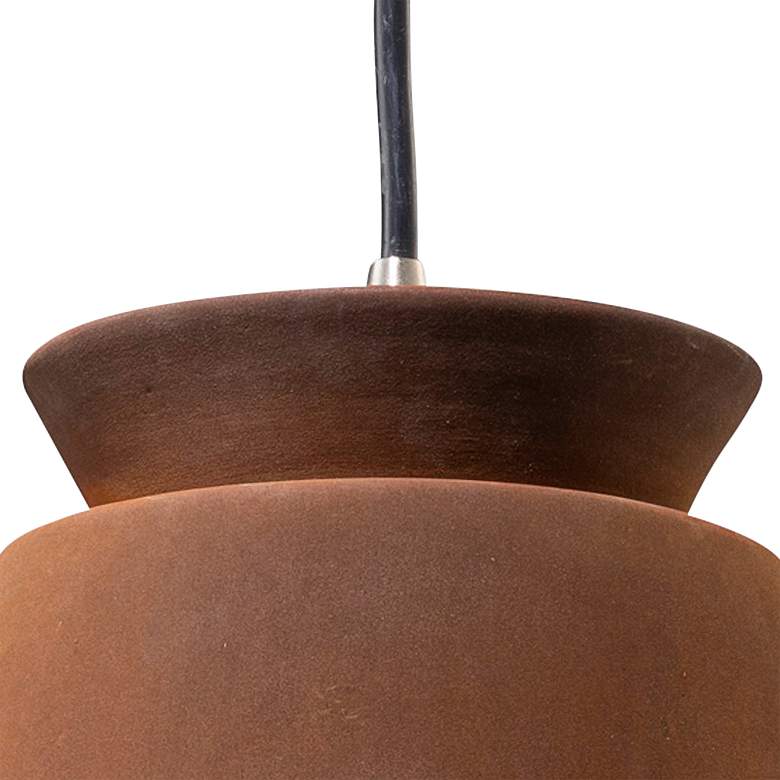Image 3 Trapezoid 7 3/4" Wide Real Rust Ceramic LED Mini Pendant Light more views
