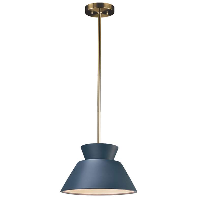 Image 2 Trapezoid LED Pendant - Midnight Sky - Antique Brass - Rigid Stem more views