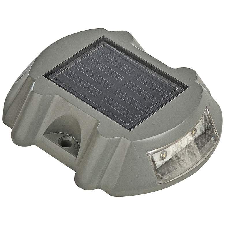 Image 1 Trask 4 inch Wide Gray Cast Aluminum Solar LED Deck Marker